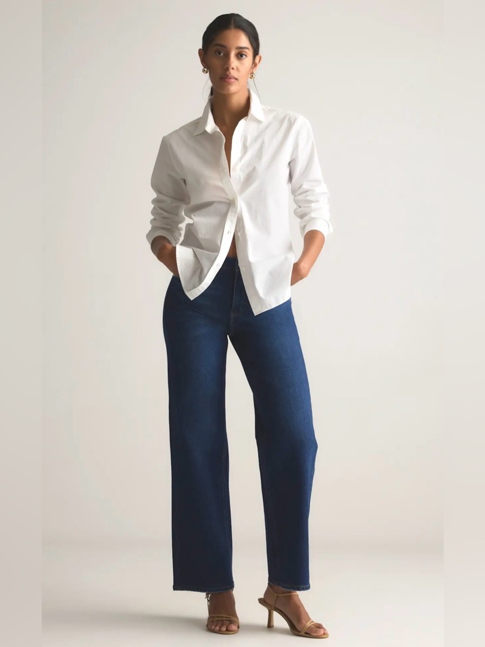 Quince Bella Stretch Relaxed Straight Jeans in Stormy Blue- 26x26 NWOT